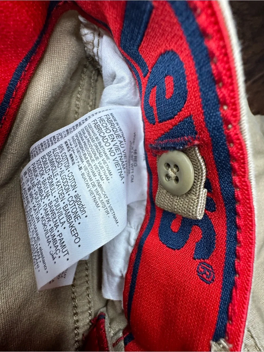 5/$25 Levi's Khaki Casual Chino Pants with Red Waistband Detail size 16